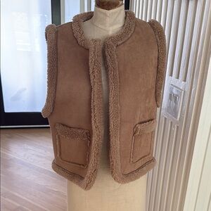 Melissa Masse- Tan Faux Sherpa-Lined Vest